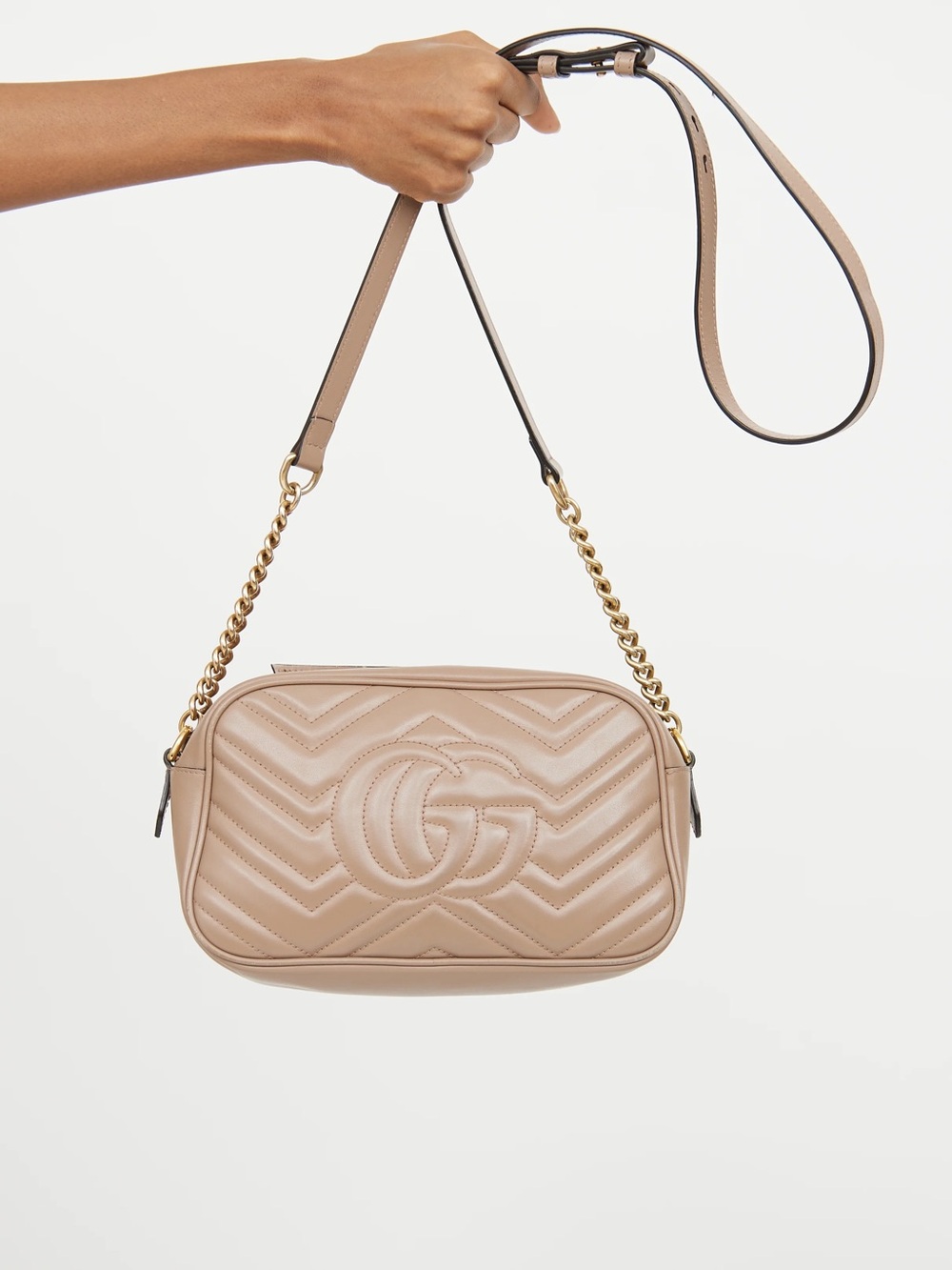 Gucci Beige/Taupe GG Marmont Quilted Leather Crossbody Bag
